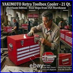 Red Metal Beverage Cooler 21Qt Retro Ice Chest 35 Can Capacity For Patio Party