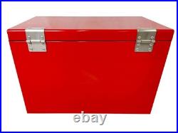 Red Metal Beverage Cooler 21Qt Retro Ice Chest 35 Can Capacity For Patio Party