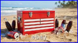 Red Metal Beverage Cooler 21Qt Retro Ice Chest 35 Can Capacity For Patio Party