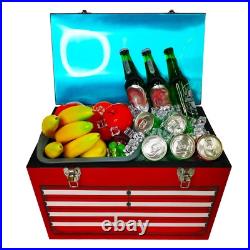 Red Metal Beverage Cooler 21Qt Retro Ice Chest 35 Can Capacity For Patio Party