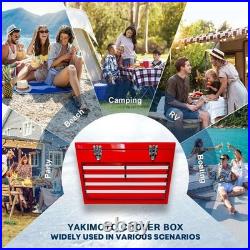 Red Metal Beverage Cooler 21Qt Retro Ice Chest 35 Can Capacity For Patio Party