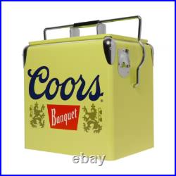 Retro 14 Qt. Metal Ice Chest Cooler, 18-Can, Bottle Opener, YellowithSilver NEW Retro 14 Qt. Metal Ice Chest Cooler, 18-Can, Bottle Opener, YellowithSilver NEW