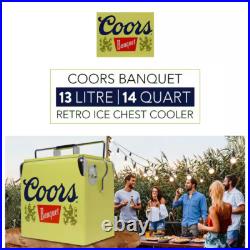 Retro 14 Qt. Metal Ice Chest Cooler, 18-Can, Bottle Opener, YellowithSilver NEW Retro 14 Qt. Metal Ice Chest Cooler, 18-Can, Bottle Opener, YellowithSilver NEW