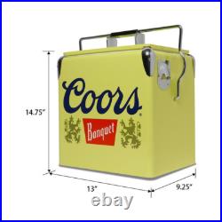 Retro 14 Qt. Metal Ice Chest Cooler, 18-Can, Bottle Opener, YellowithSilver NEW Retro 14 Qt. Metal Ice Chest Cooler, 18-Can, Bottle Opener, YellowithSilver NEW