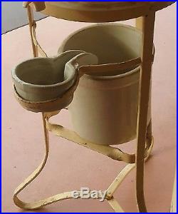 Retro Alhambra Crock Pottery Water Cooler Dispenser Metal Stand cups drip catch