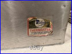 Retro Aluminum Poloron Ice Cooler Chest 40 Qt Wood Grain Top Vtg Camper 50s Prop