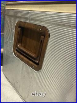 Retro Aluminum Poloron Ice Cooler Chest 40 Qt Wood Grain Top Vtg Camper 50s Prop
