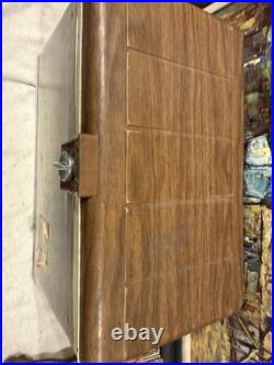 Retro Aluminum Poloron Ice Cooler Chest 40 Qt Wood Grain Top Vtg Camper 50s Prop