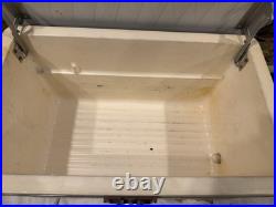 Retro Aluminum Poloron Ice Cooler Chest 40 Qt Wood Grain Top Vtg Camper 50s Prop