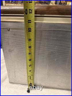 Retro Aluminum Poloron Ice Cooler Chest 40 Qt Wood Grain Top Vtg Camper 50s Prop