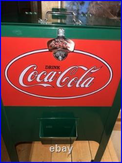 Retro Coca-Cola Green Rolling Picnic Cooler Metal with Opener Wheels & Drain
