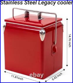 Retro Cooler 14 Quart Portable Metal Vintage Ice Chest with Bottle Opener, Wat Retro Cooler 14 Quart Portable Metal Vintage Ice Chest with Bottle Opener, Wat