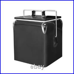 Retro Ice Chest Cooler with Bottle Opener 13L (14Qt), Stainless Steel Vintage