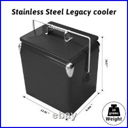 Retro Ice Chest Cooler with Bottle Opener 13L (14Qt), Stainless Steel Vintage