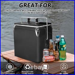 Retro Ice Chest Cooler with Bottle Opener 13L (14Qt), Stainless Steel Vintage
