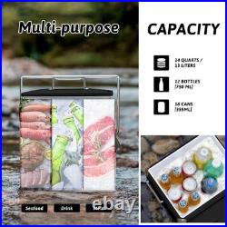 Retro Ice Chest Cooler with Bottle Opener 13L (14Qt), Stainless Steel Vintage