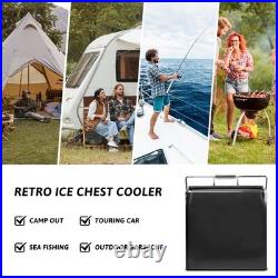 Retro Ice Chest Cooler with Bottle Opener 13L (14Qt), Stainless Steel Vintage