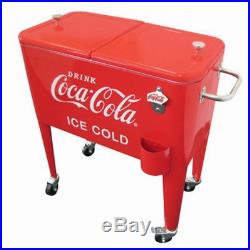 Retro Metal Coca-Cola Cooler, 60 quart Casters with Brakes Drain Valve Mobil