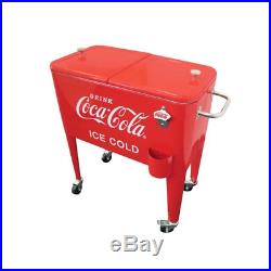 Retro Metal Coca-Cola Cooler Ice Beer Beverage Chest Portable Party Cart 60quart