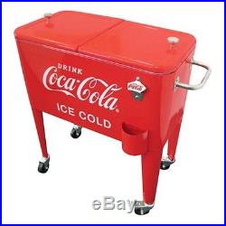 Retro Metal Coca-Cola Patio Ice Cooler Beverage Cart, 60 quart
