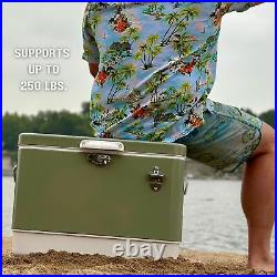 Retro Metal Cooler, 80 Can/54 Qt. Capacity, Hard-Sided, Two Tone, Holds Up to