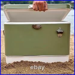 Retro Metal Cooler, 80 Can/54 Qt. Capacity, Hard-Sided, Two Tone, Holds Up to