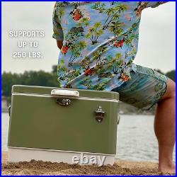 Retro Metal Cooler, 80 Can/54 Qt. Capacity, Hard-Sided, Two Tone, Holds up to 80