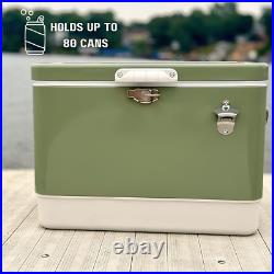 Retro Metal Cooler, 80 Can/54 Qt. Capacity, Hard-Sided, Two Tone, Holds up to 80