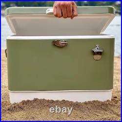 Retro Metal Cooler, 80 Can/54 Qt. Capacity, Hard-Sided, Two Tone, Holds up to 80