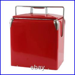 Retro Picnic Cooler 12QT Red Metal Ice Chest with Bottle Opener, Holds 18 Cans NEW Retro Picnic Cooler 12QT Red Metal Ice Chest with Bottle Opener, Holds 18 Cans NEW