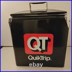 Retro QuickTrip QT Metal Picnic Vintage Classic Cooler Ice chest 12 x 9 x 12