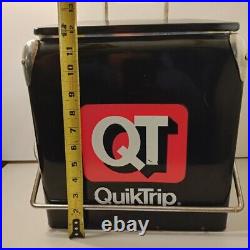 Retro QuickTrip QT Metal Picnic Vintage Classic Cooler Ice chest 12 x 9 x 12