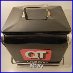 Retro QuickTrip QT Metal Picnic Vintage Classic Cooler Ice chest 12 x 9 x 12