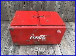 Retro Red Coca Cola Metal Cool Box with 2 Sections Vintage drinks cooler coke