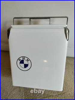 Retro Style BMW LOGO White 14 Qt Metal Beverage Cooler Chest, Opener Read Notes