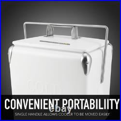 Retro Vintage 14-Qt Portable Ice Chest, Hard Metal Beverage Cooler, Personal