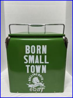 Rolling Rock Carry Cooler Green & White with Bottle Opener USA VINTAGE EUC Rolling Rock Carry Cooler Green & White with Bottle Opener USA VINTAGE EUC