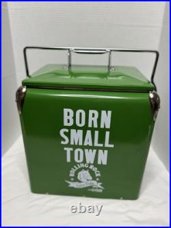 Rolling Rock Carry Cooler Green & White with Bottle Opener USA VINTAGE EUC Rolling Rock Carry Cooler Green & White with Bottle Opener USA VINTAGE EUC