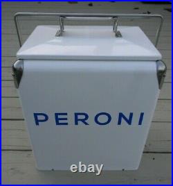SUPER NICE RARE PERONI BEER METAL RETRO COOLER With BOTTLE OPENER VIGEVANO ITALY
