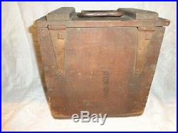 Scarce Antique Wooden Lunch, Bottle Cooler with Zinc Metal Ice Holder Insert