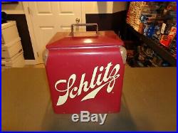 Schlitz Cooler with Handle Vintage Metal Ice Chest Beer Advertising VERY RARE