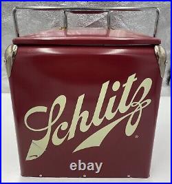 Schlitz Red Metal Cooler Used Very Cool FREE SHIPPING