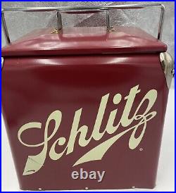 Schlitz Red Metal Cooler Used Very Cool FREE SHIPPING