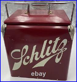 Schlitz Red Metal Cooler Used Very Cool FREE SHIPPING