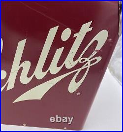 Schlitz Red Metal Cooler Used Very Cool FREE SHIPPING