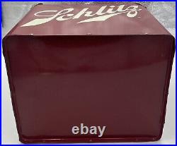 Schlitz Red Metal Cooler Used Very Cool FREE SHIPPING