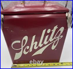 Schlitz Red Metal Cooler Used Very Cool FREE SHIPPING