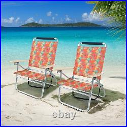 Set of 2 Backpack Beach Chairs with Cooler Bag High Back Folding Camping Chair