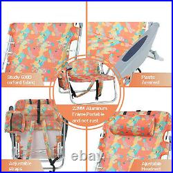 Set of 2 Backpack Beach Chairs withHeadrest & Cooler Bag Folding Camping Chair