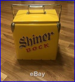 Shiner Bock Metal BEER COOLER with Bottle Opener on the Side